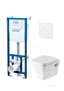 Нео Пэк 1.WH30.2.463 подвесной унитаз + инсталляция + сиденье + панель белого цвета Santek